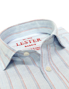 Camisa sport lino multirayas Azul/rojo
