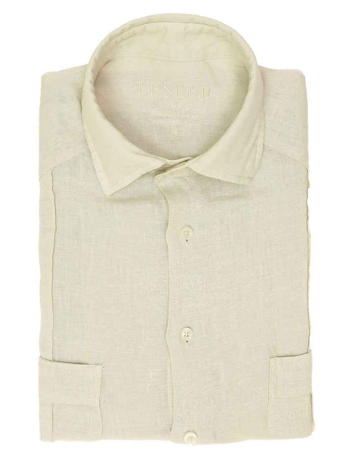 Camisa lino jaretas Crudo