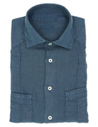 Camisa lino jaretas Azul oscuro