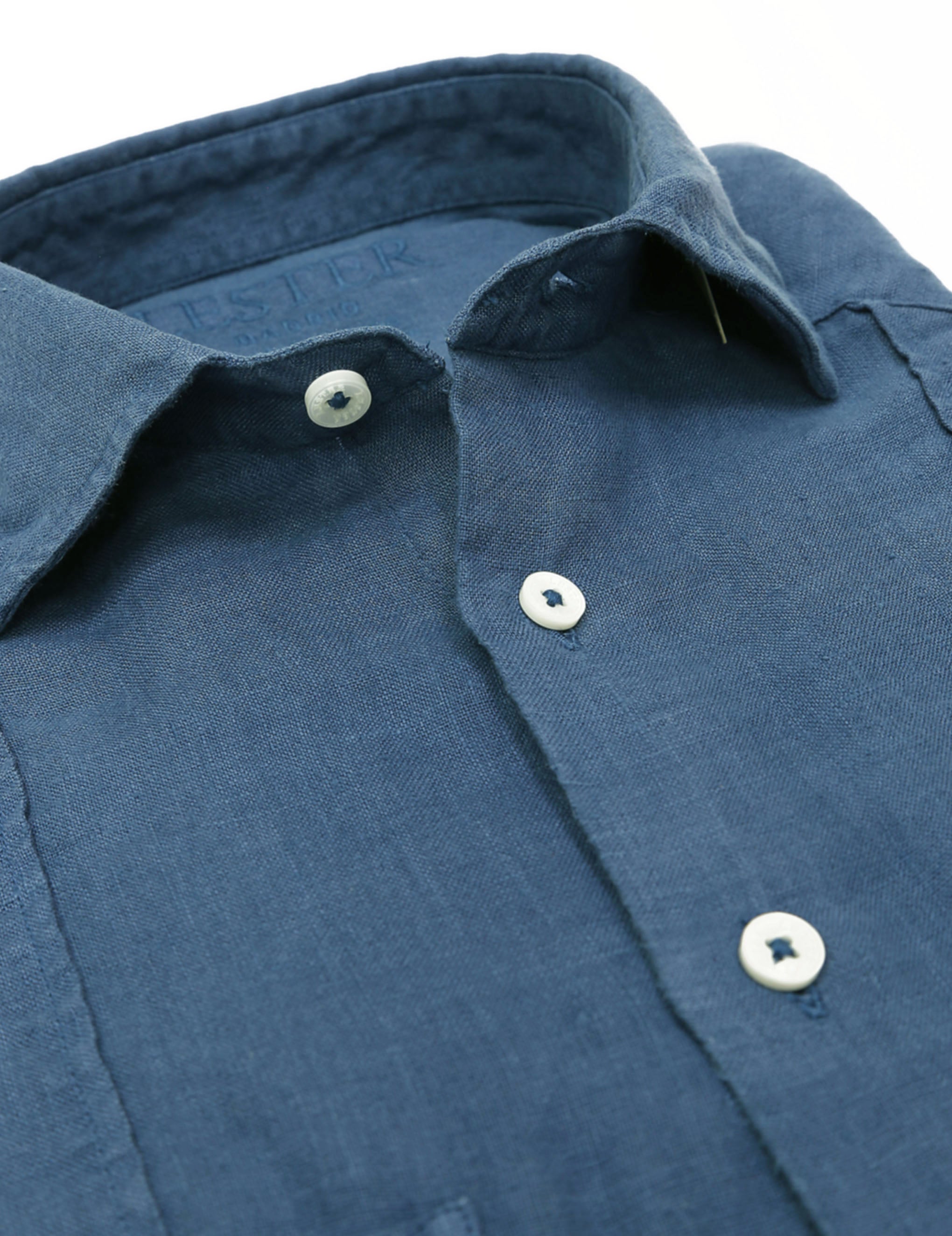 Camisa lino jaretas Azul oscuro