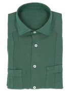 Camisa lino jaretas Verde medio