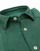 Camisa lino jaretas Verde medio