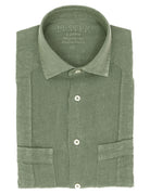 Camisa lino jaretas Verde caza