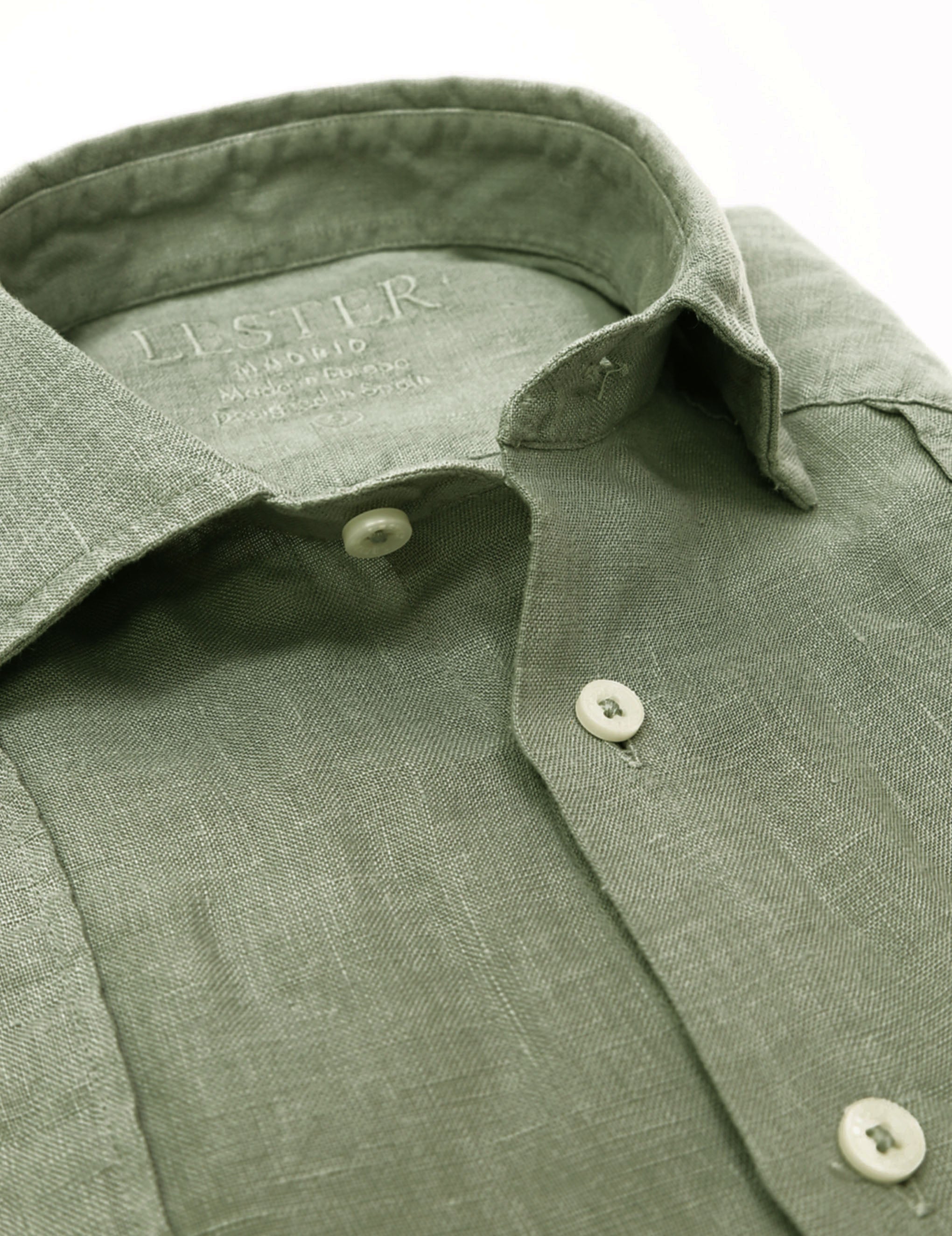 Camisa lino jaretas Verde caza