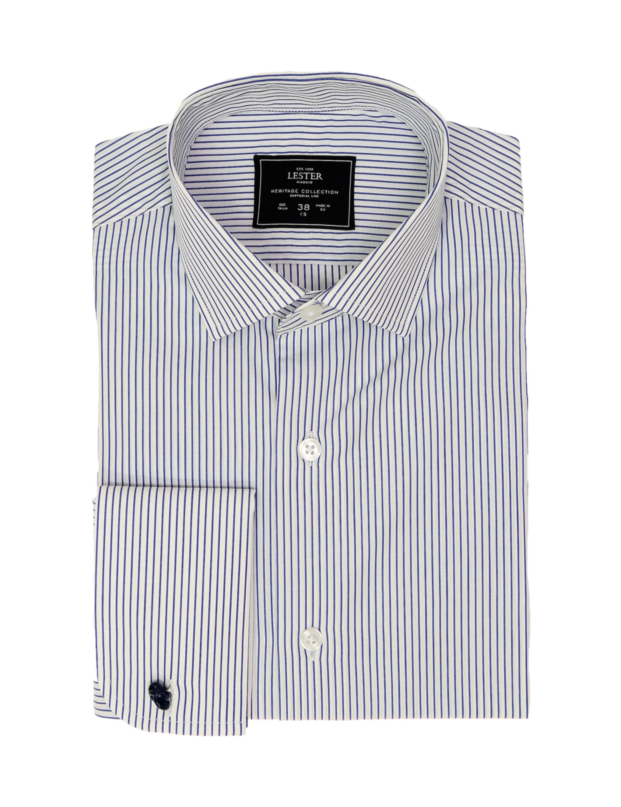 Camisa vestir raya blanca Azul oscuro