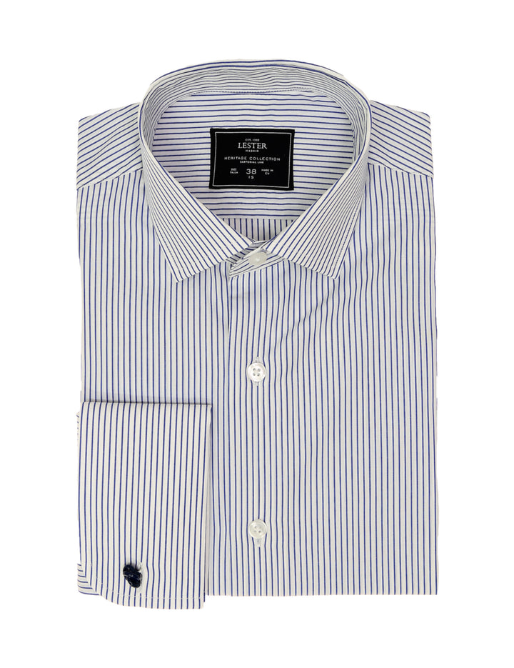 Camisa vestir raya blanca Azul oscuro
