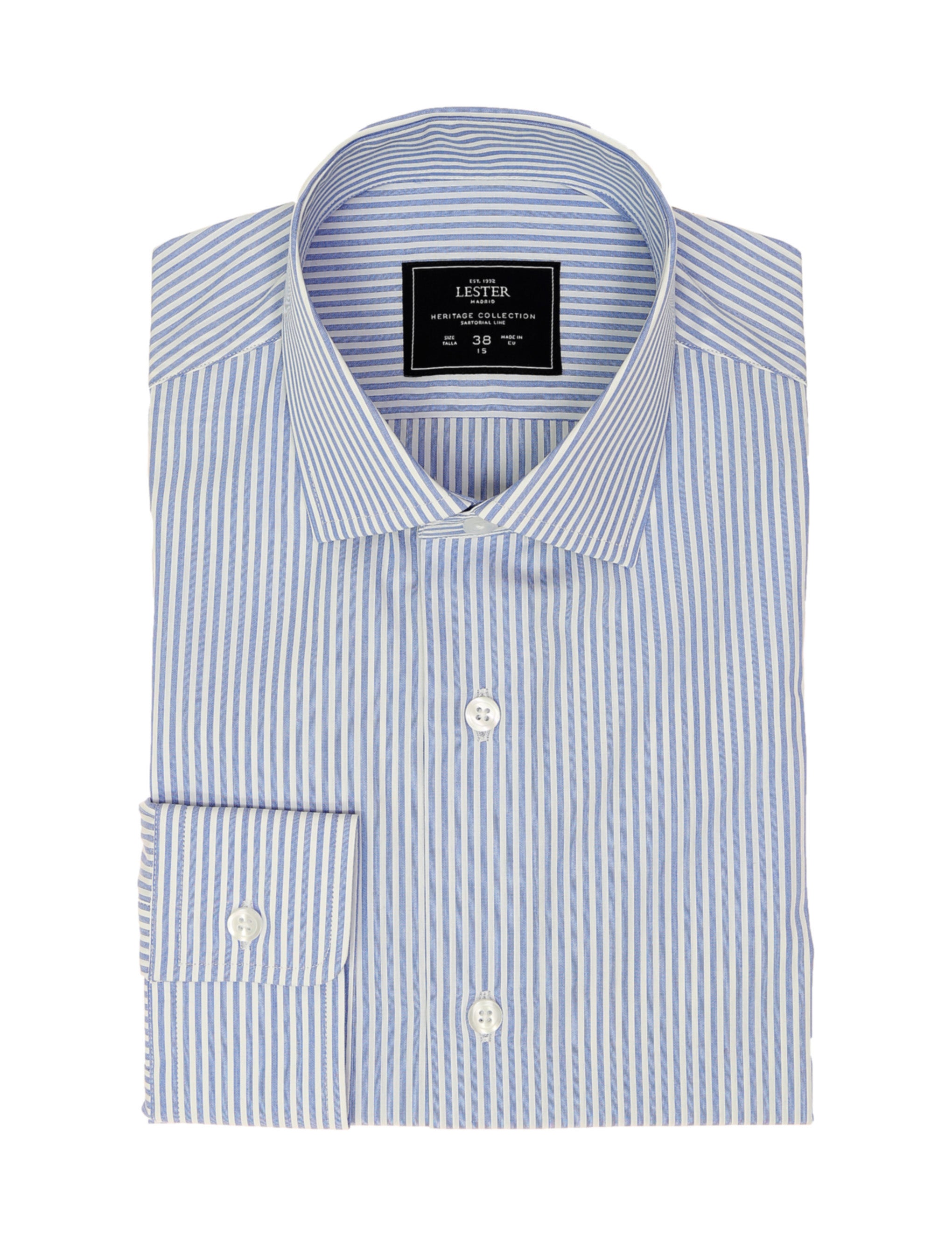 Camisa vestir multirayas Azul
