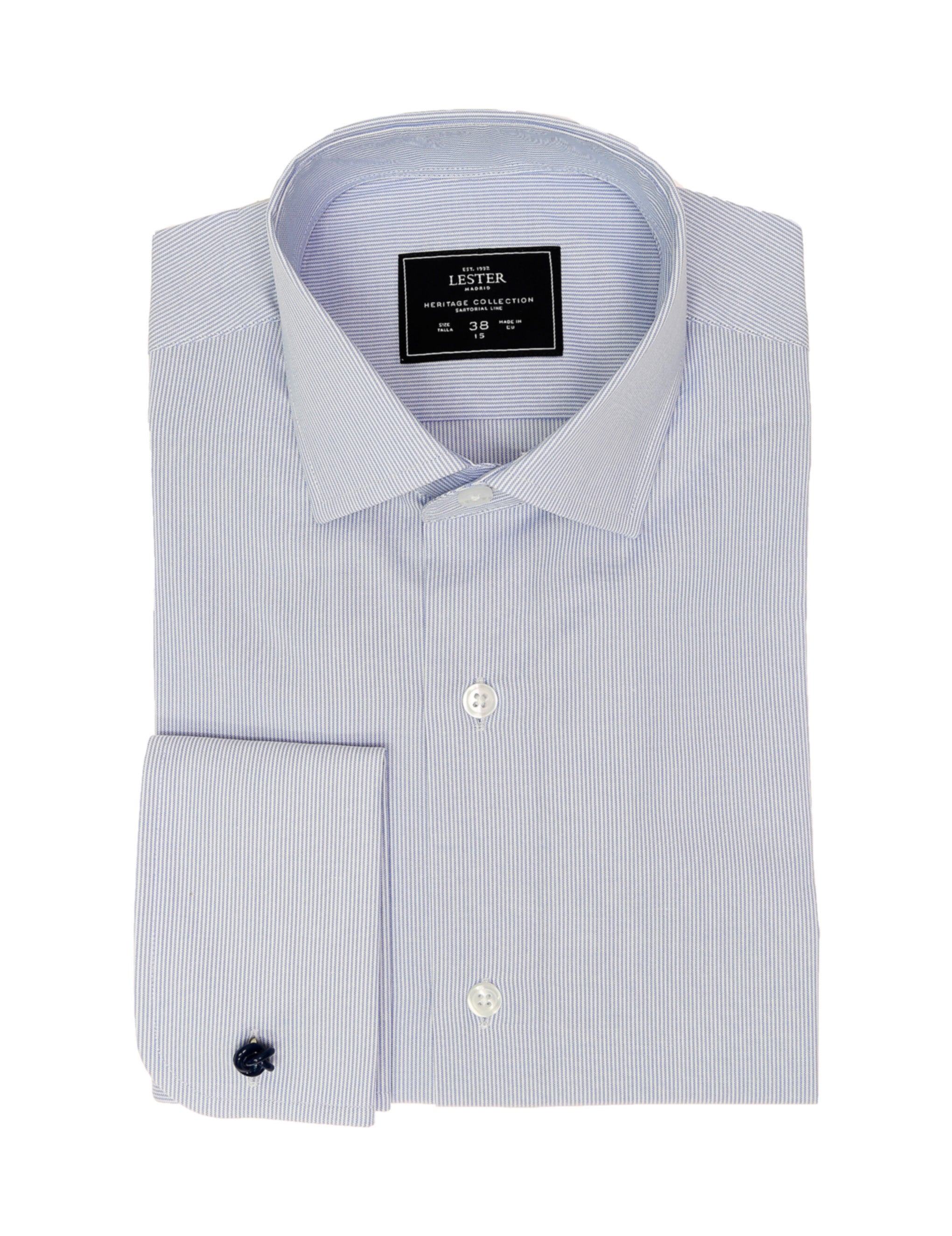 Camisa vestir raya fina Azul