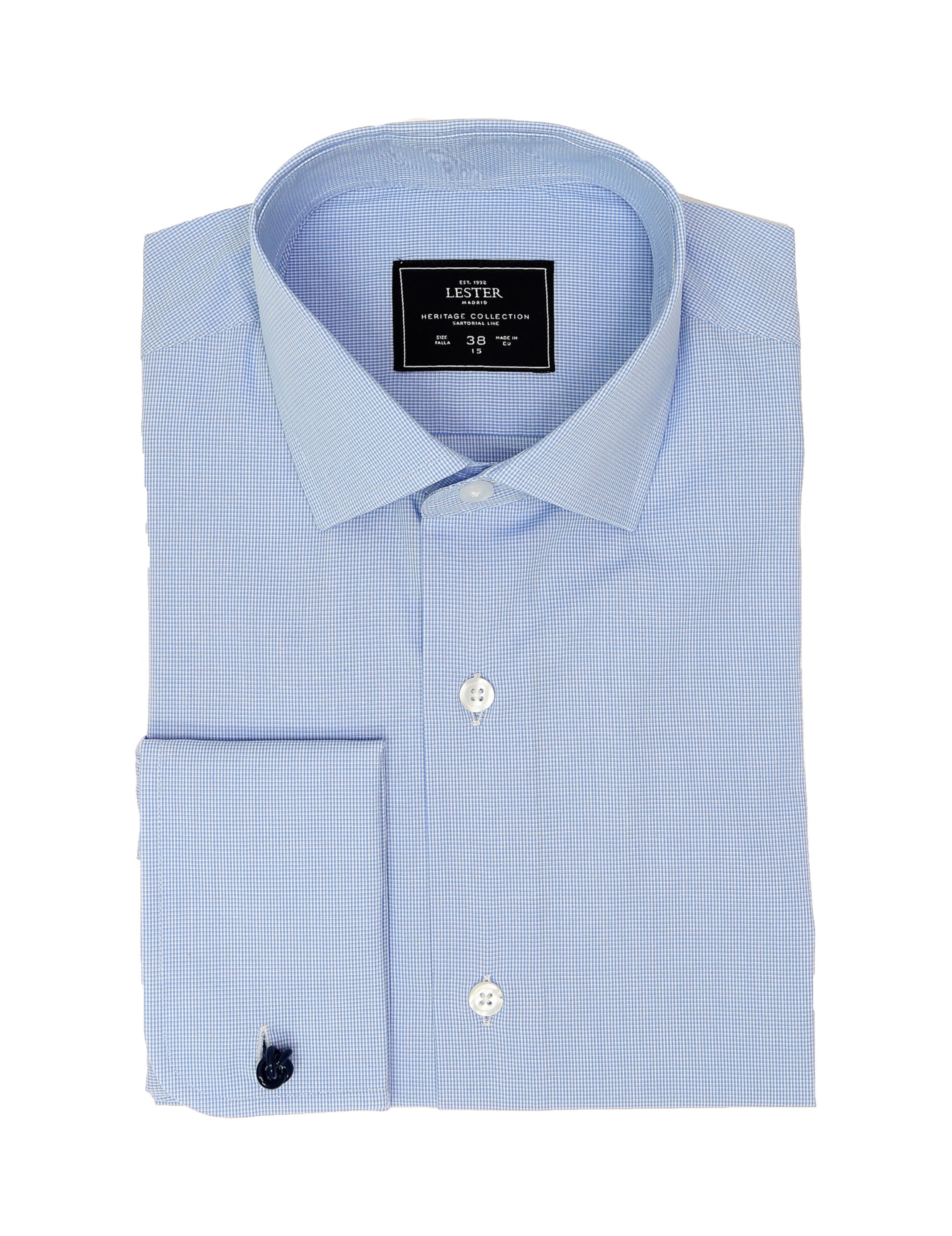Camisa vestir vichy Azul