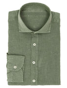 Camisa lino lisa lavada Verde caza