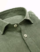 Camisa lino lisa lavada Verde caza