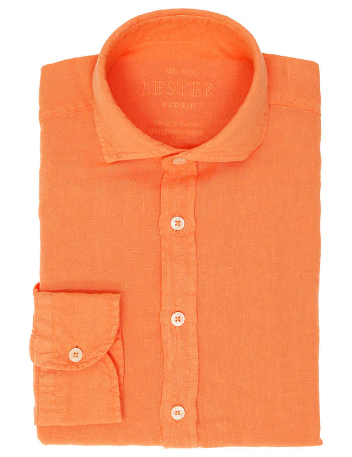 Camisa lino lisa lavada Naranja