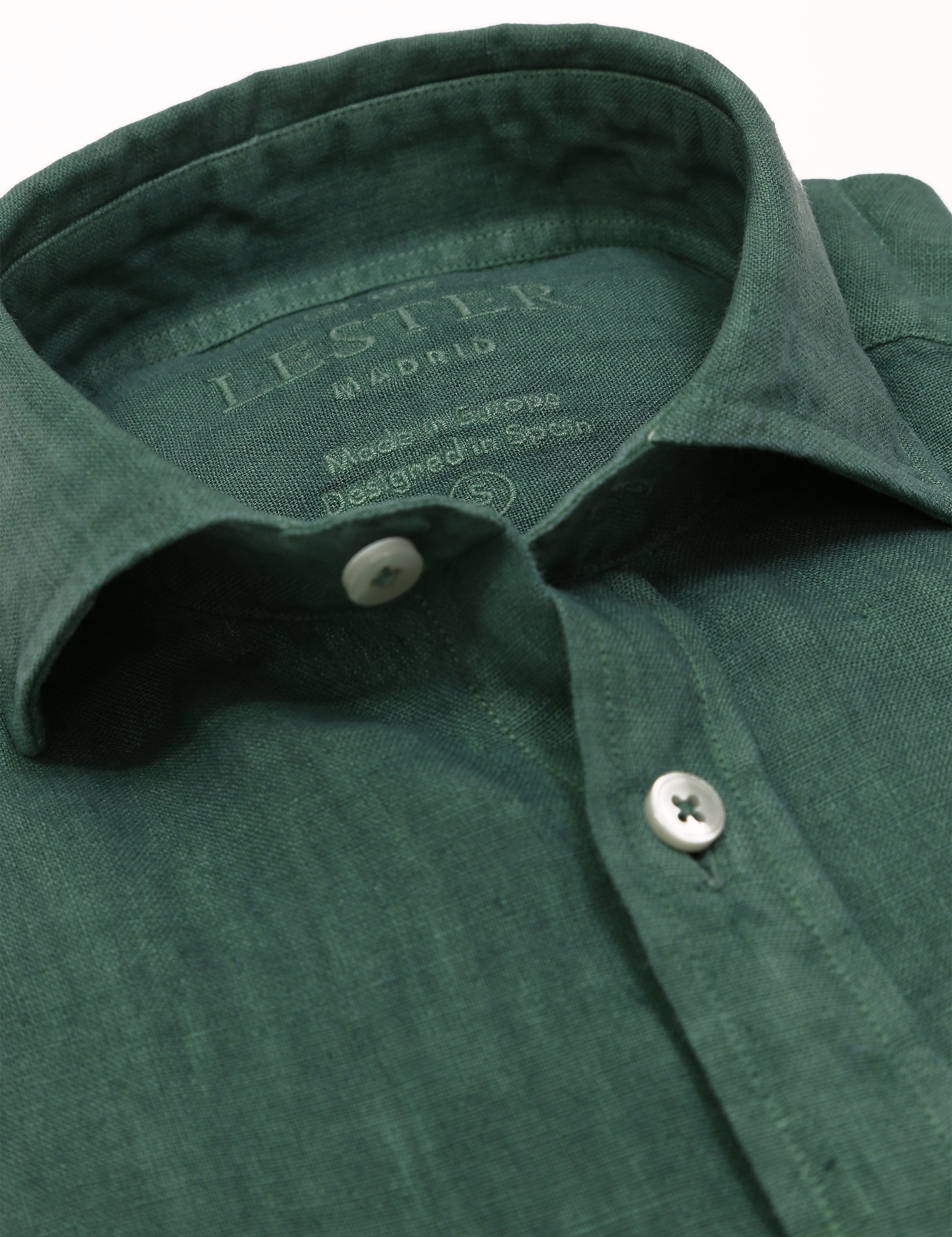 Camisa lino lisa lavada Verde medio