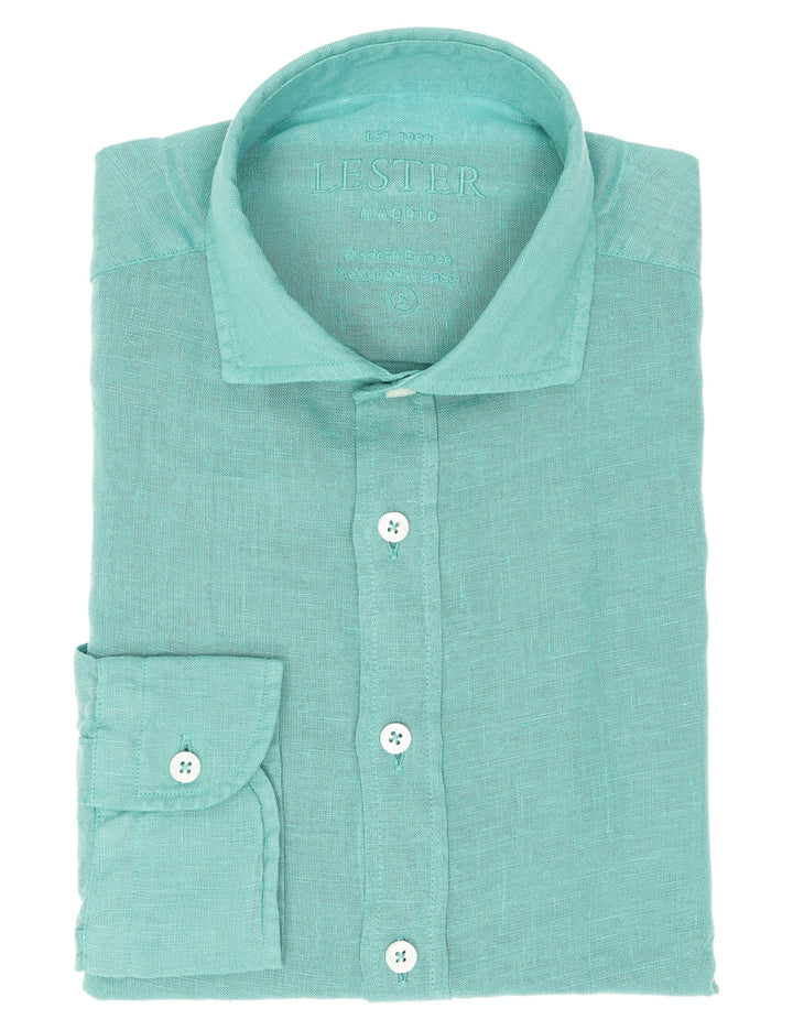 Camisa lino lisa lavada Verde claro