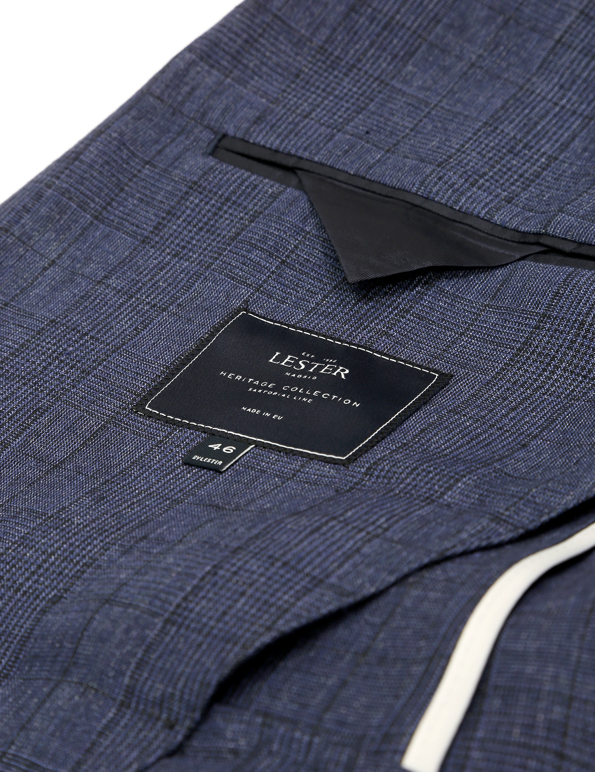 Chaqueta cuadros lino Azul