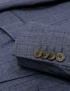 Chaqueta cuadros lino Azul