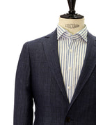Chaqueta cuadros lino Azul