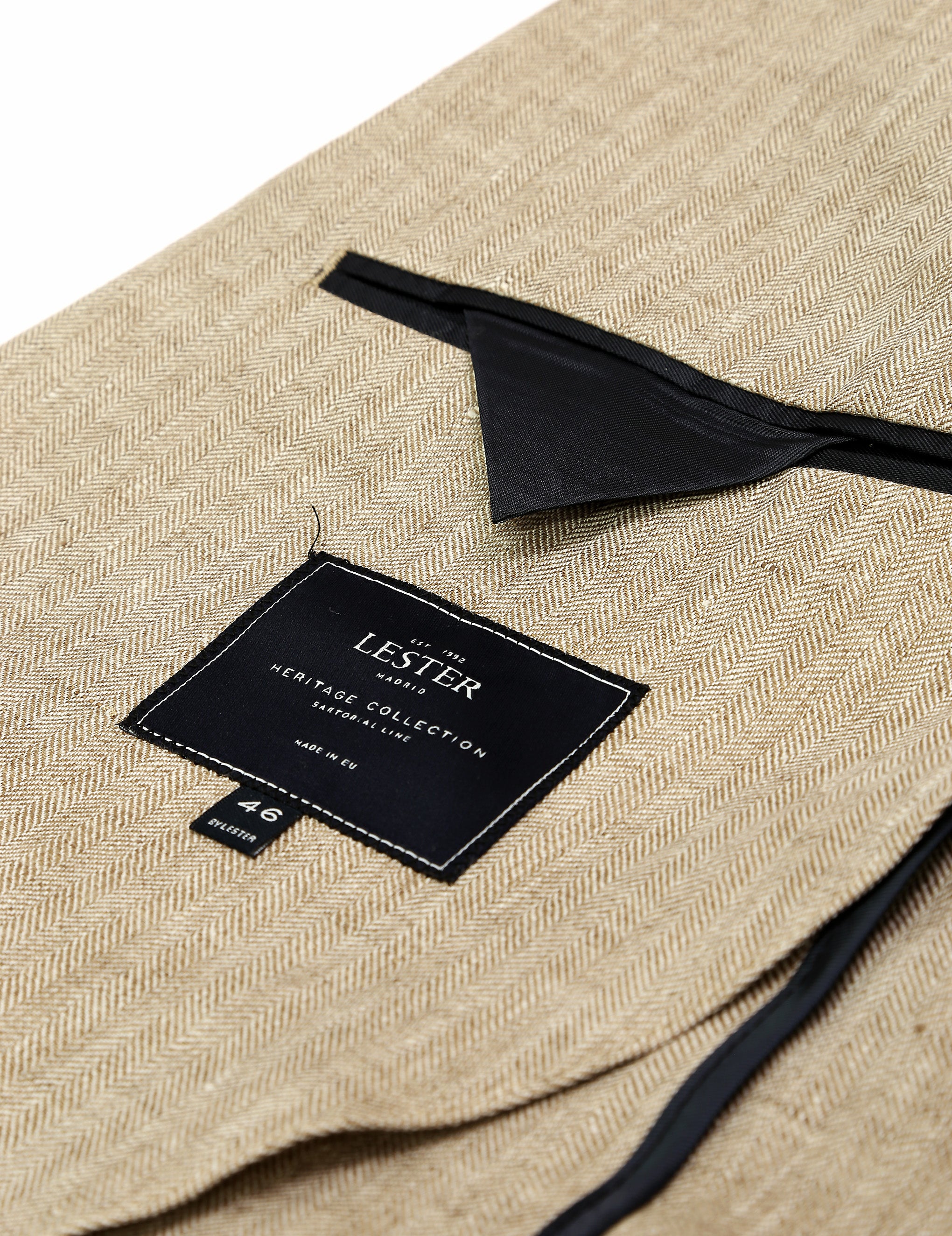 Chaqueta lino espiga Beige