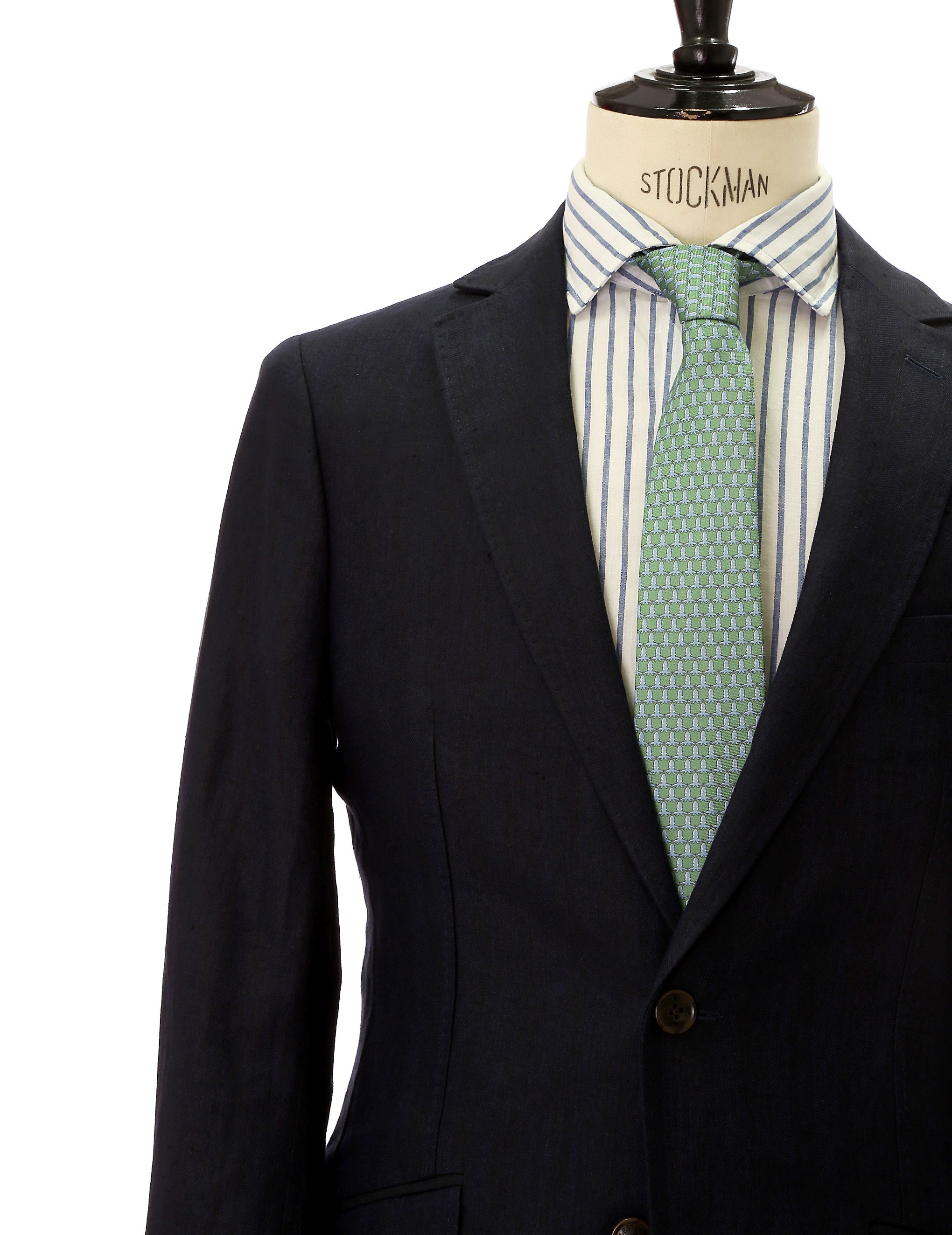 Chaqueta lino espiga Azul oscuro