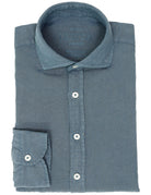 Camisa lino lisa lavada Azul oscuro
