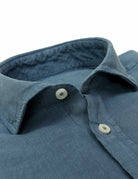Camisa lino lisa lavada Azul oscuro