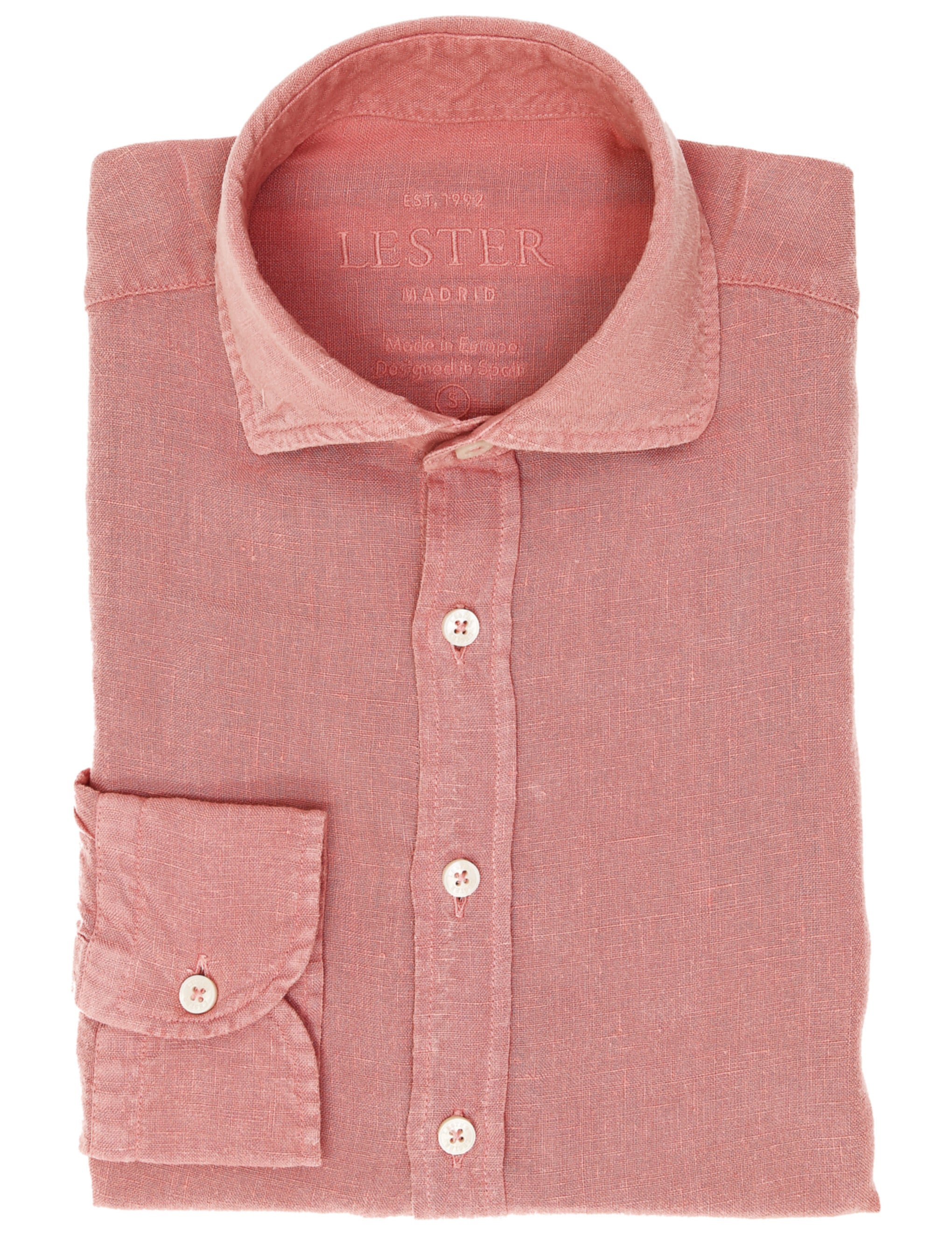 Camisa lino lisa lavada Rosa