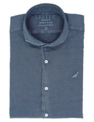 Camisa lino algodón lavada Azul oscuro
