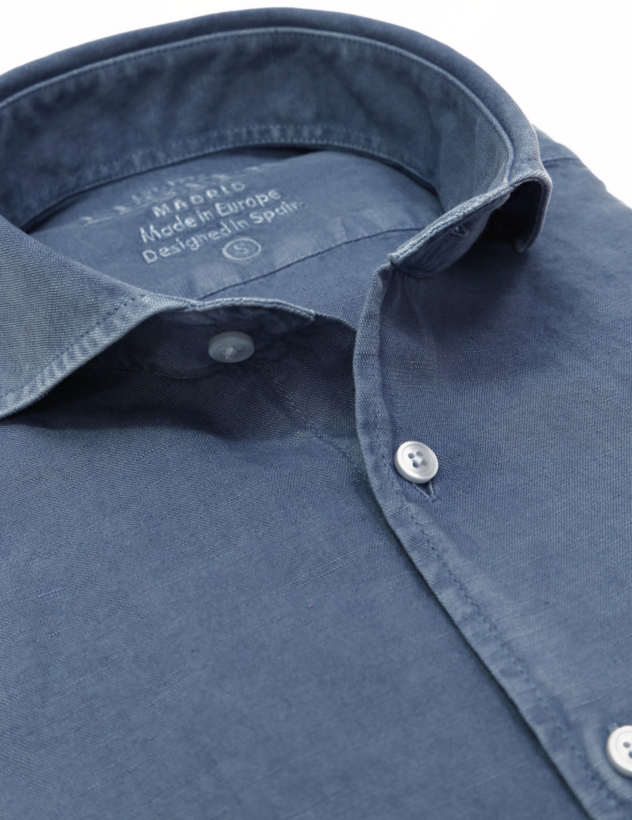 Camisa lino algodón lavada Azul oscuro