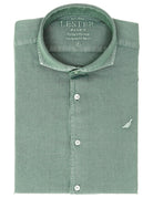 Camisa lino algodón lavada Verde oscuro