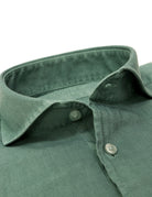Camisa lino algodón lavada Verde oscuro