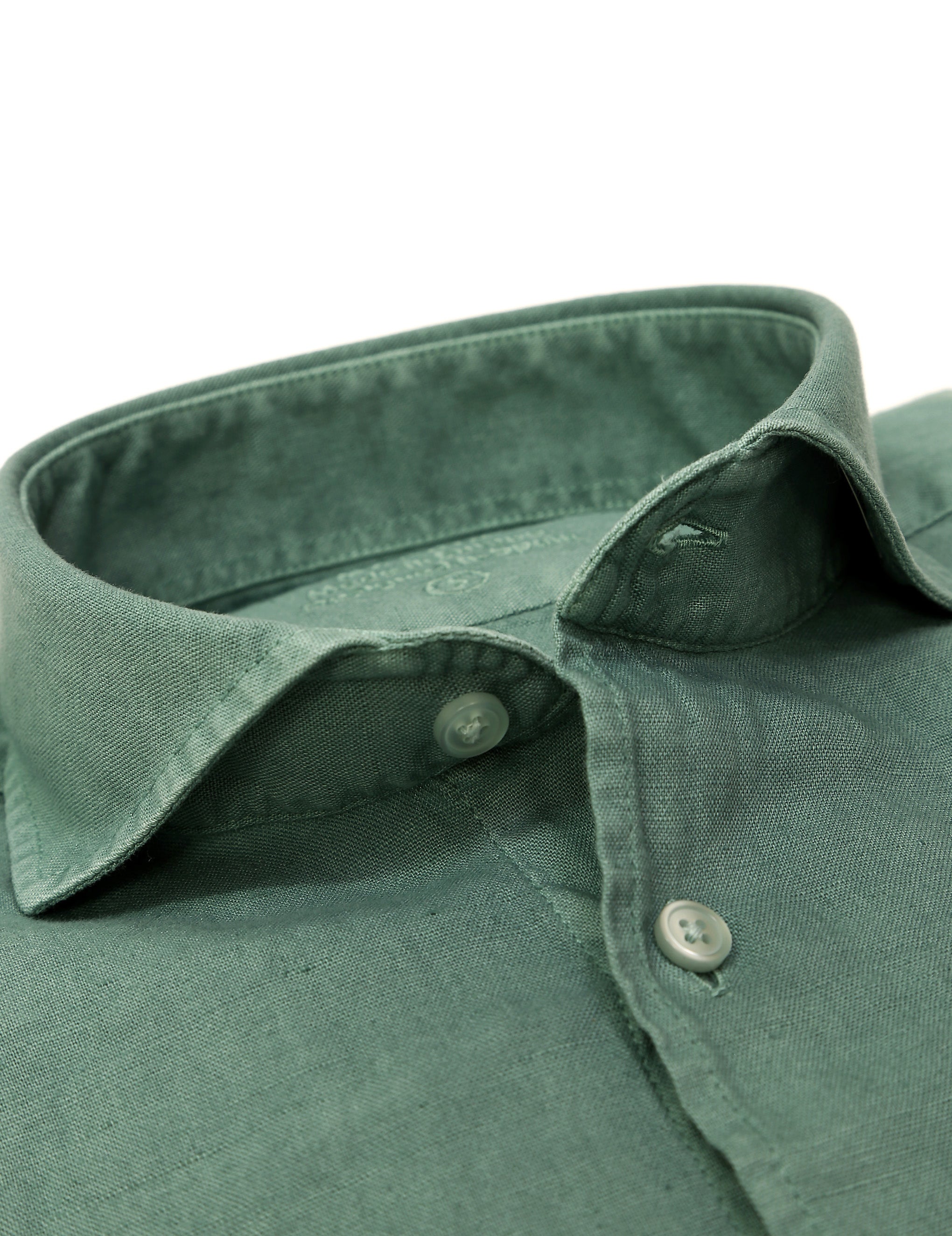 Camisa lino algodón lavada Verde oscuro