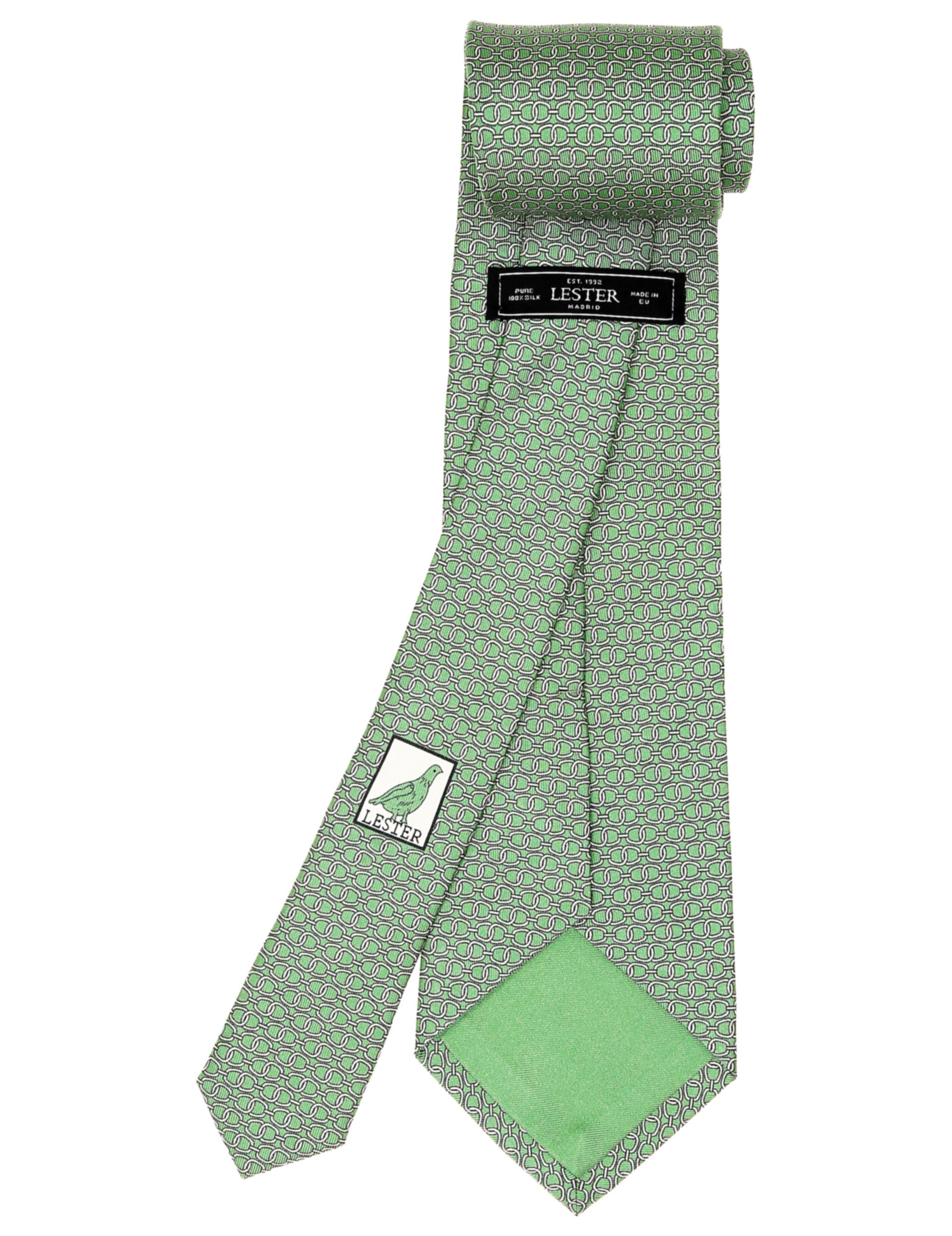 Corbata cadena horizontal Verde/blanco