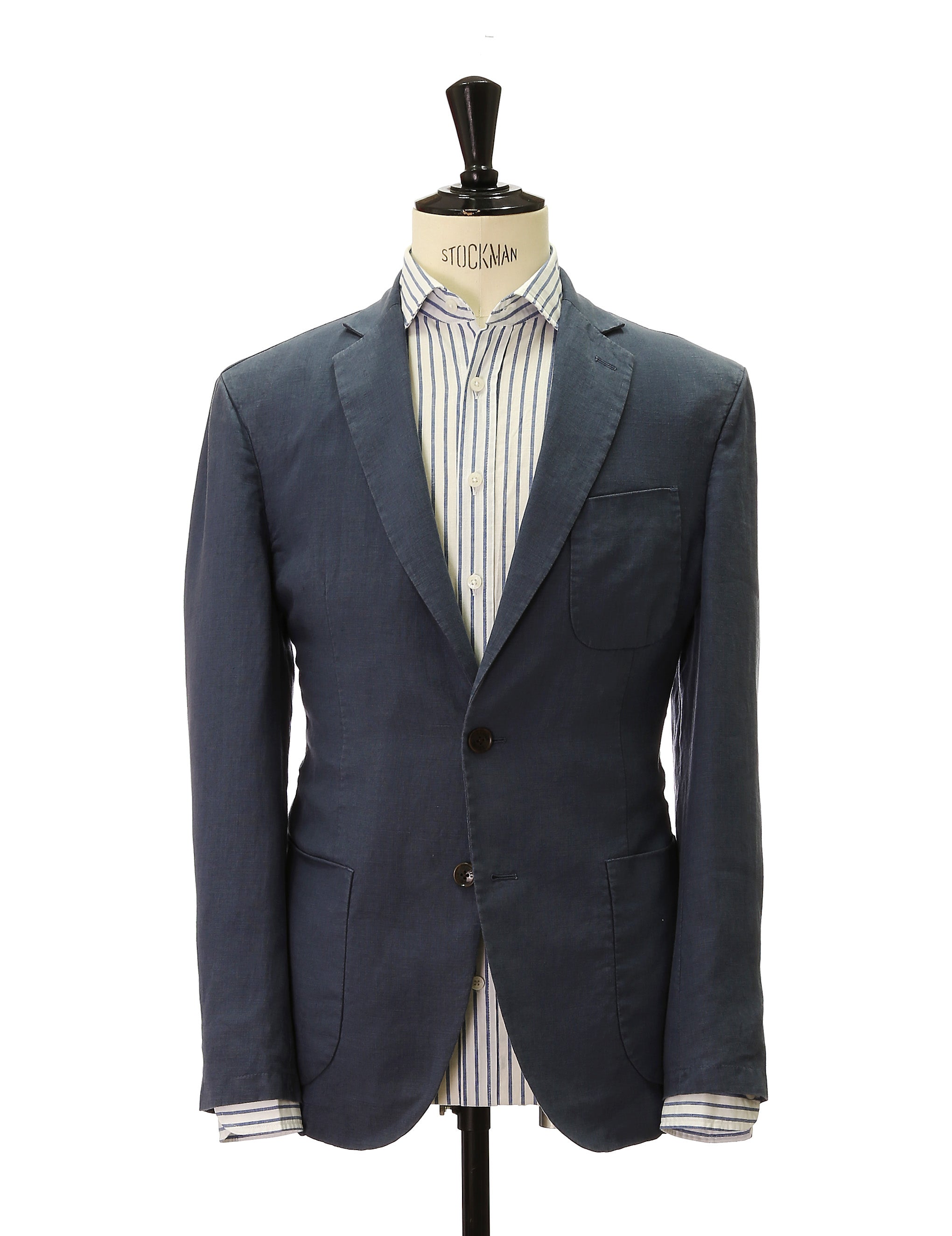 Chaqueta lino lavada Azul