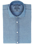 Camisa lino algodón denim Azul