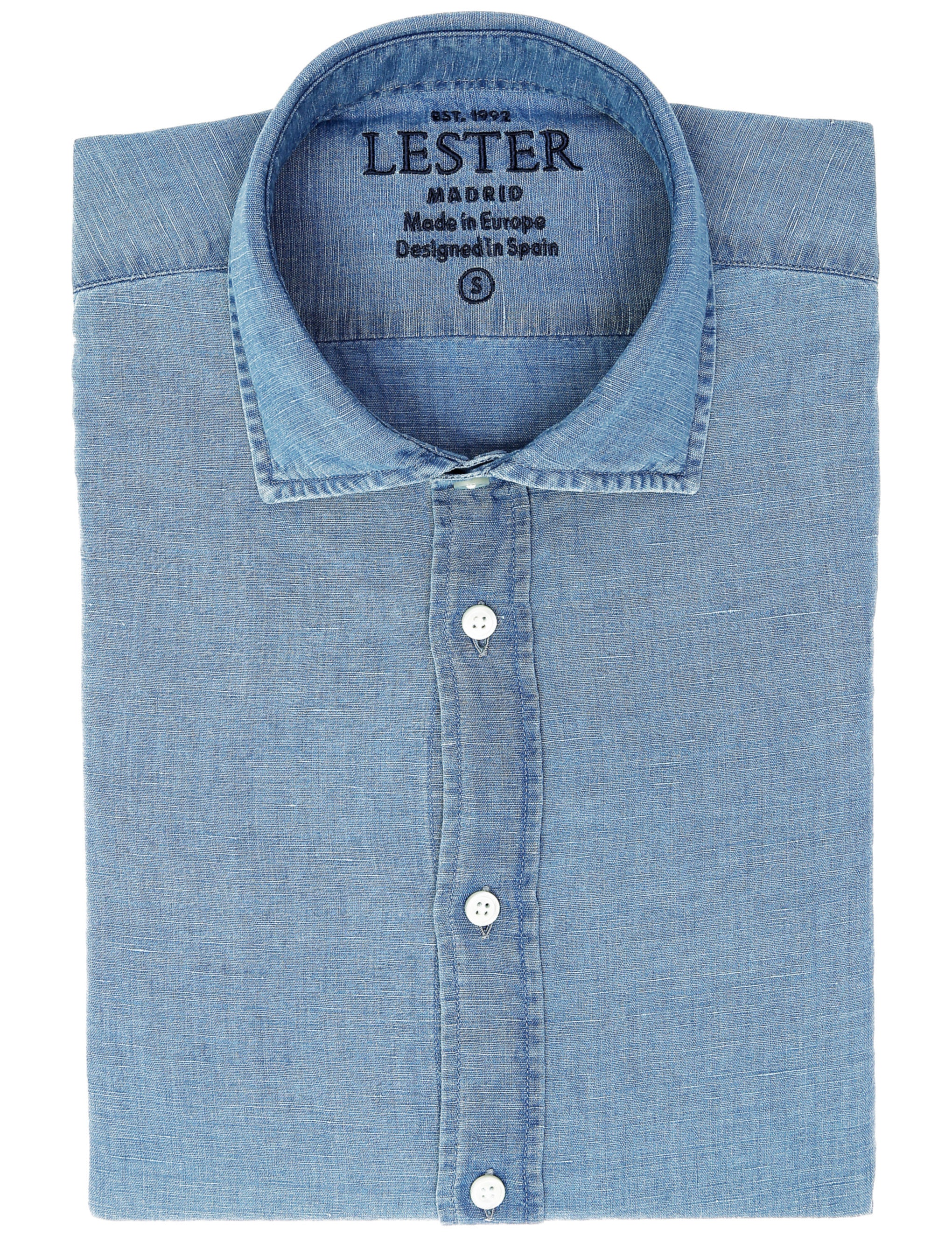 Camisa lino algodón denim Azul