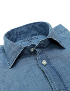 Camisa lino algodón denim Azul