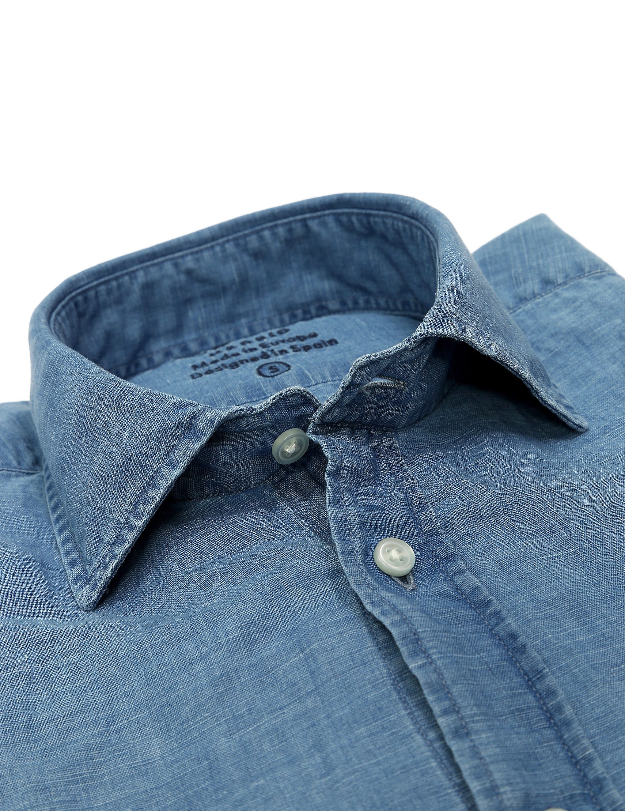 Camisa lino algodón denim Azul