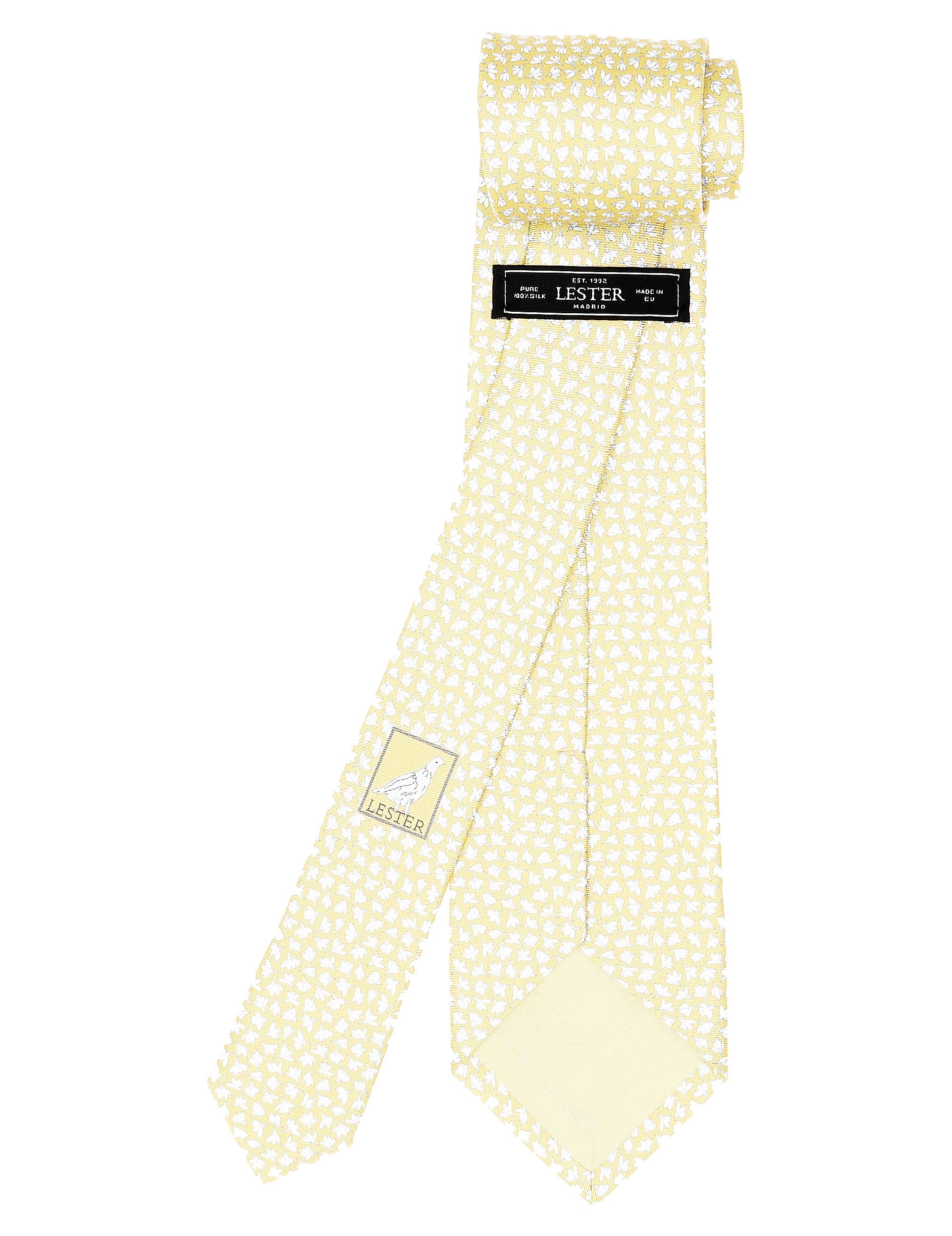 Corbata hojas Amarillo/gris
