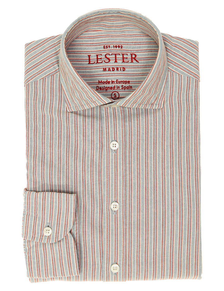 Camisa sport oxford doble raya Azul/rojo