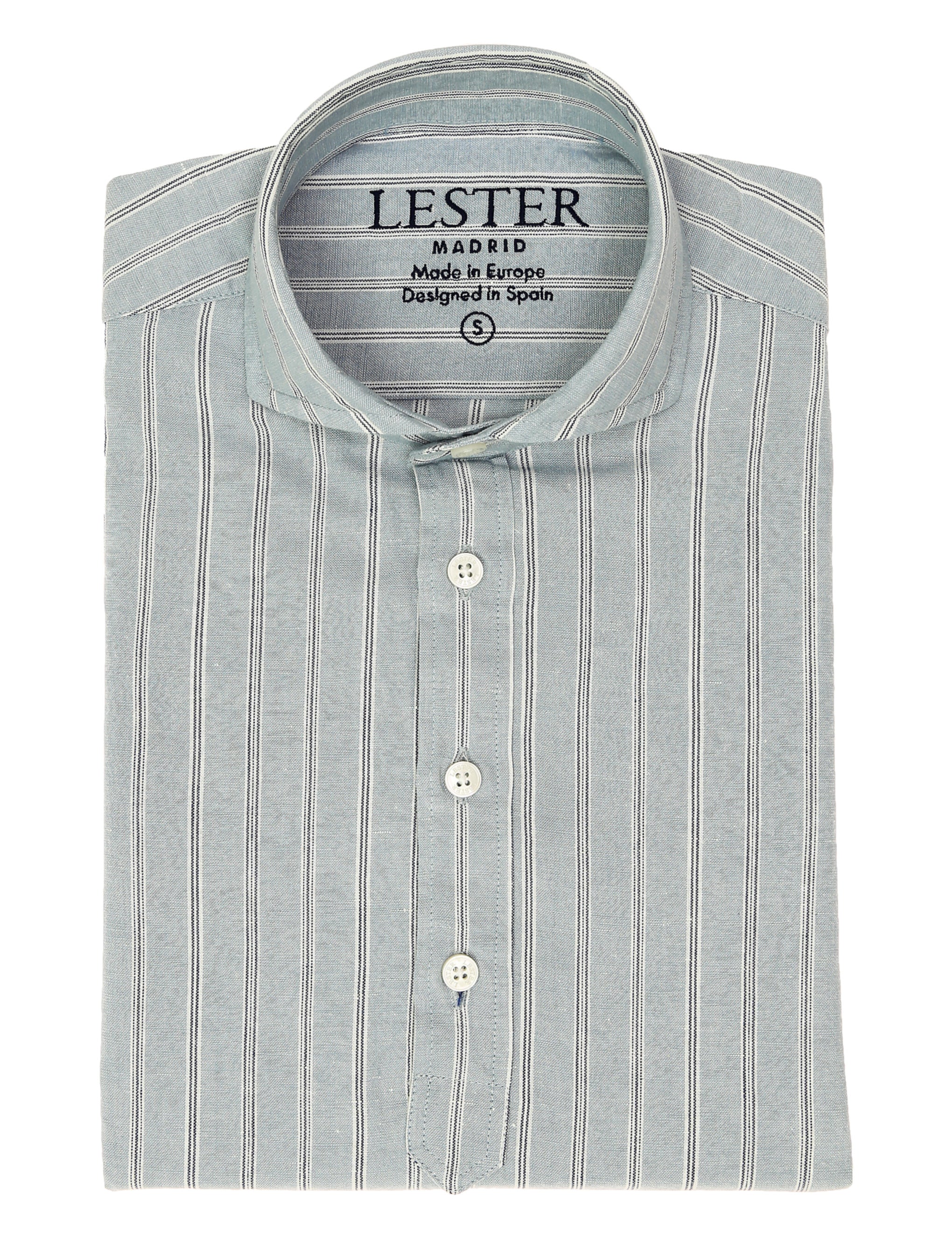 Polera  lino multiraya Azul