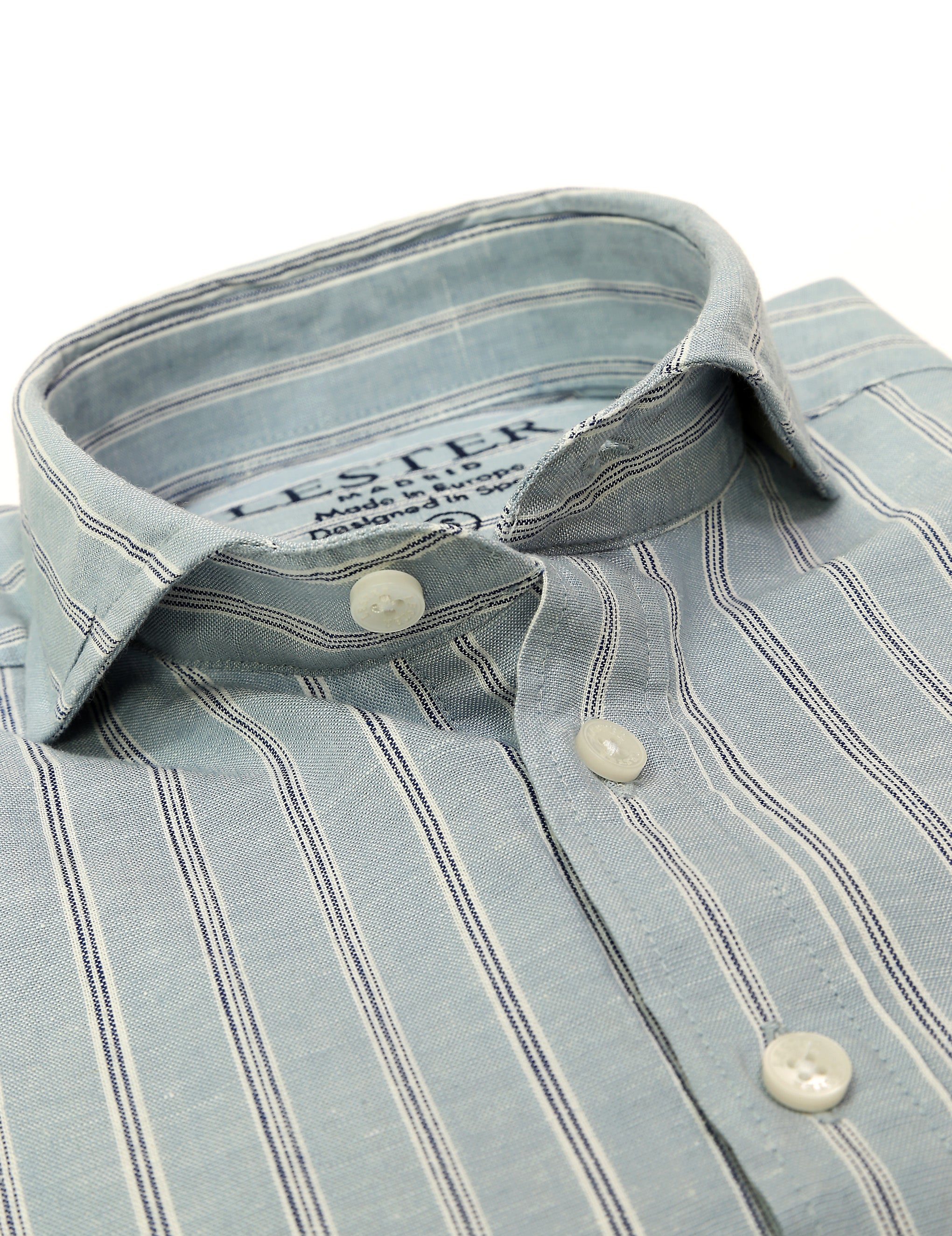Polera  lino multiraya Azul