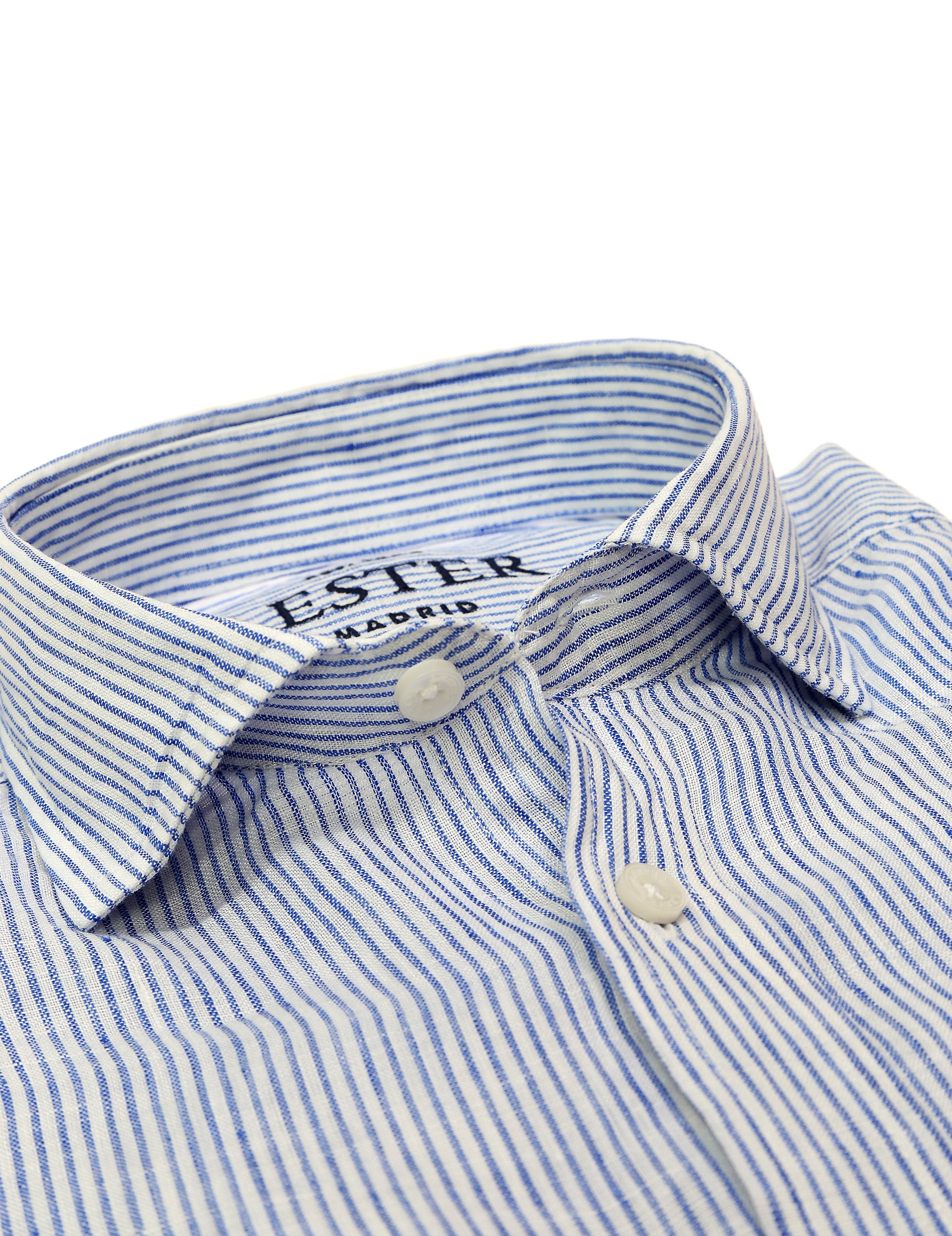 Camisa sport lino raya media Azul