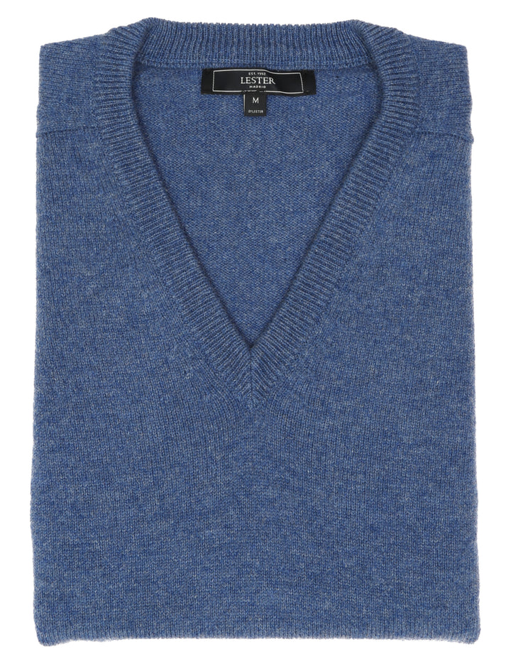 Jersey lana pico Azul medio