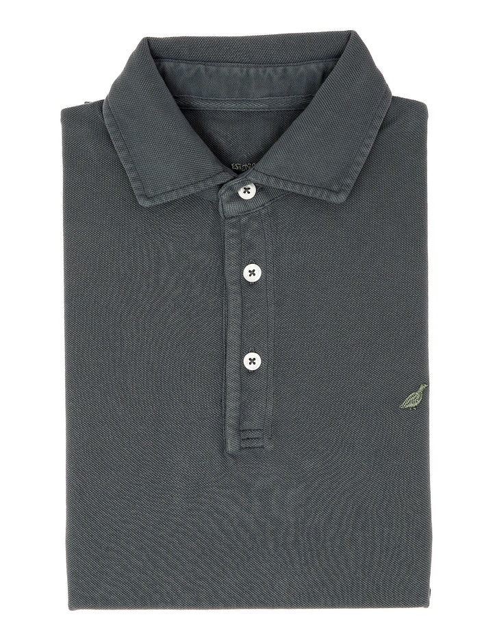 Polo pique manga larga Azul oscuro