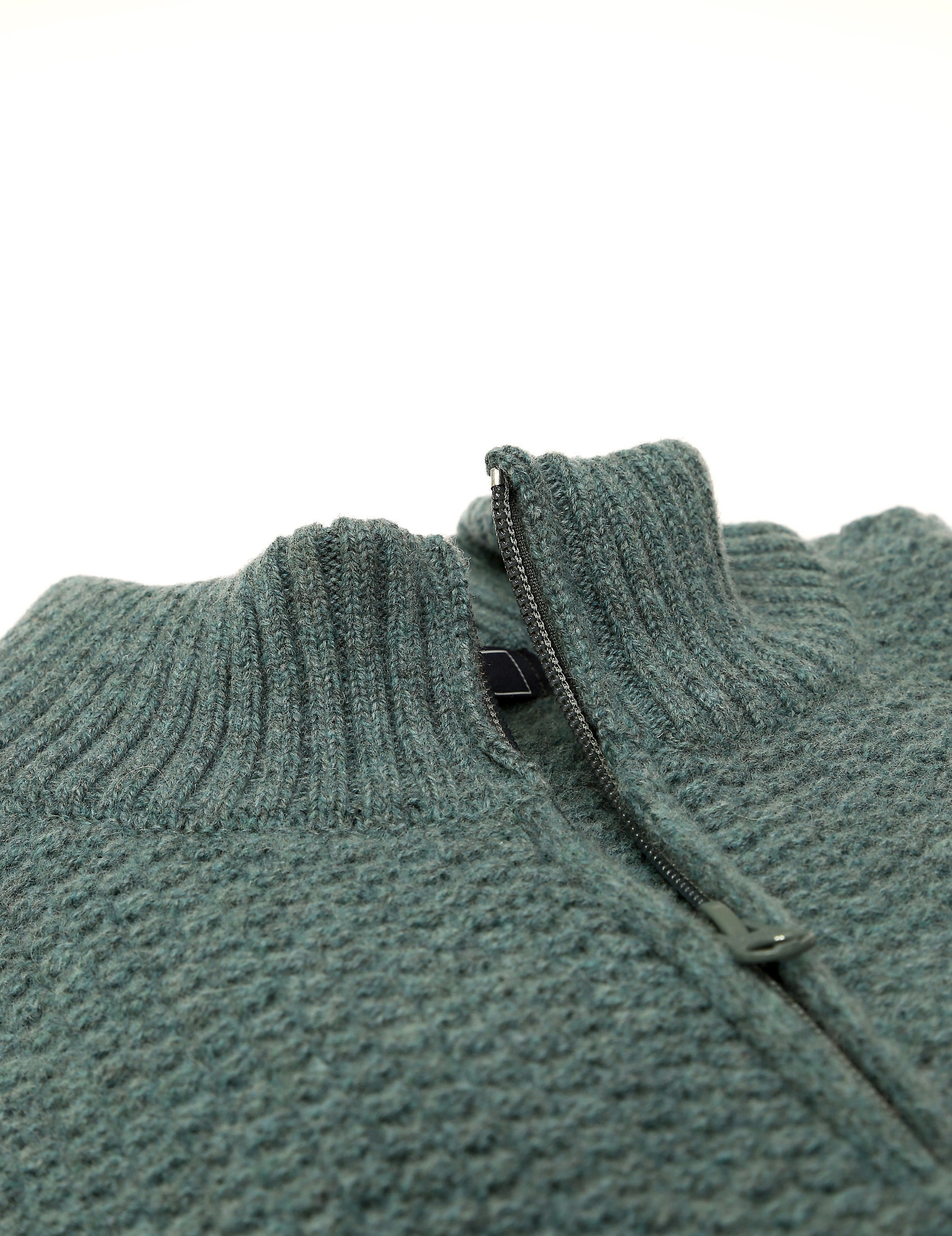 Jersey cremallera punto arroz Verde