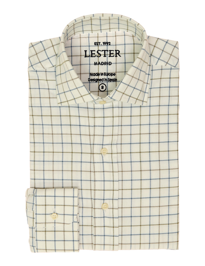 Camisa sport viela cuadro medio Azul/beige