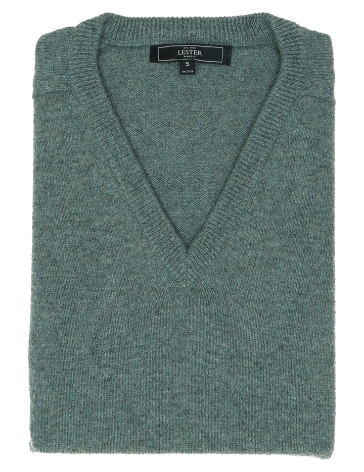 Jersey lana pico Verde claro