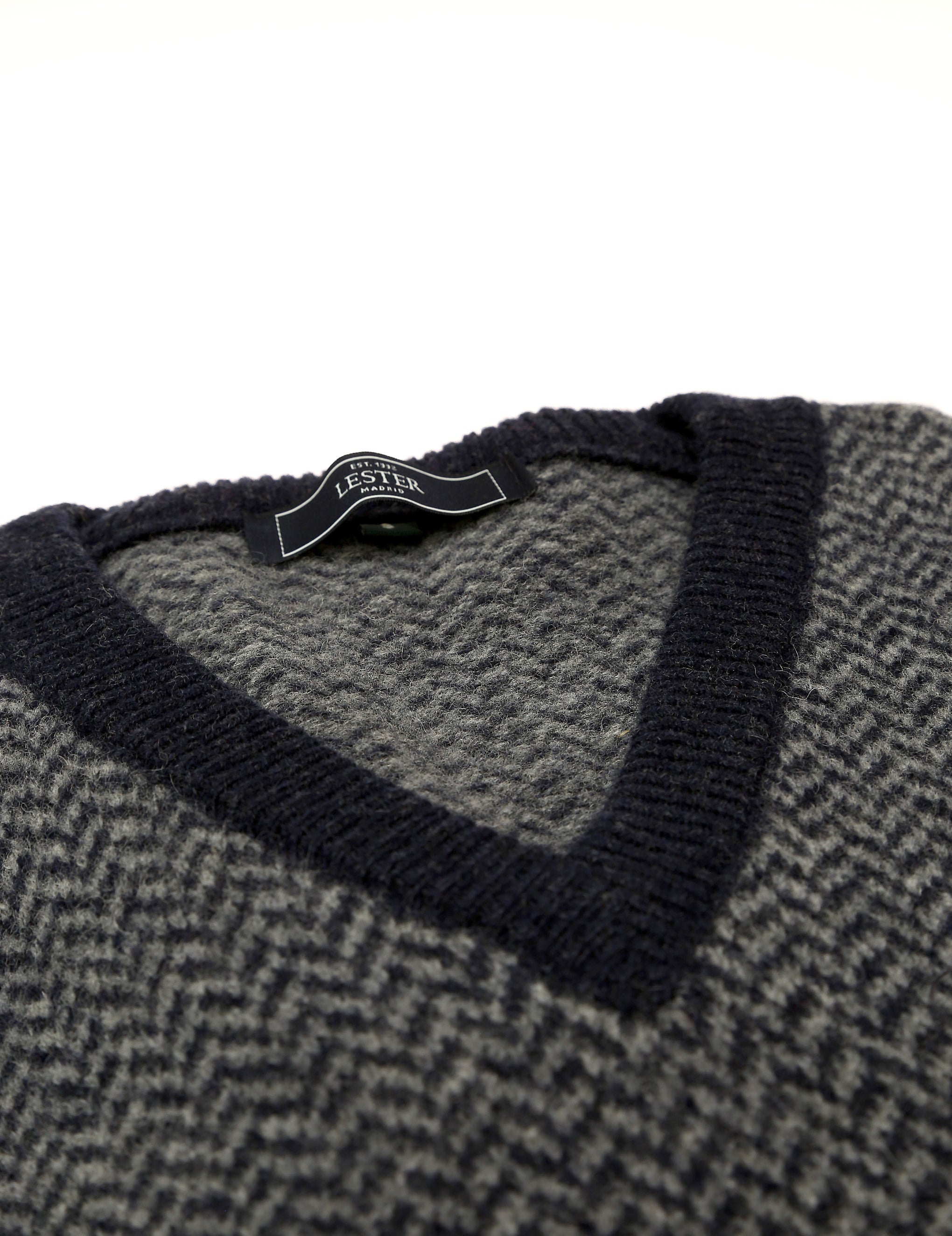 Jersey espiga lana Azul/gris