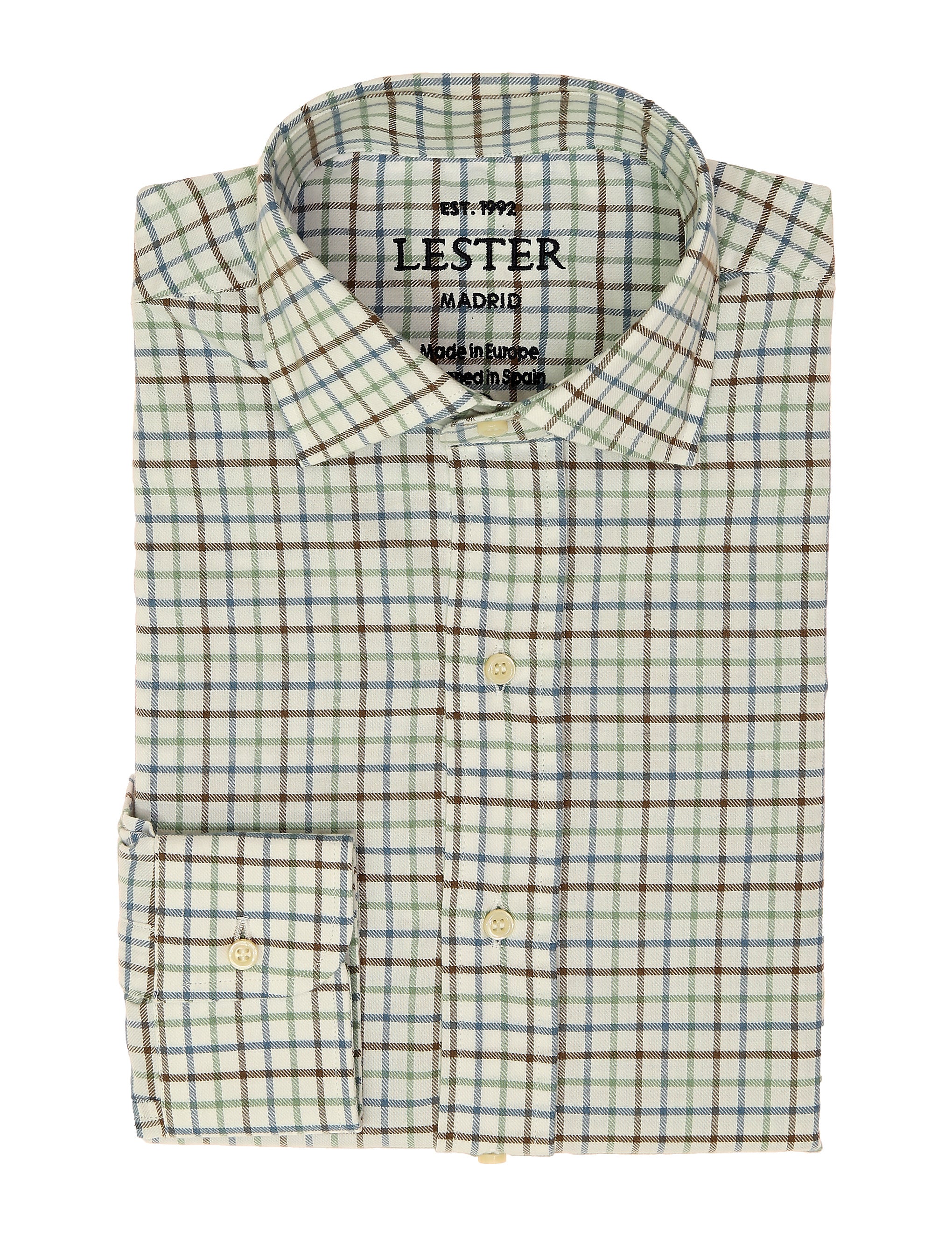 Camisa sport viela cuadro grueso Azul/verde