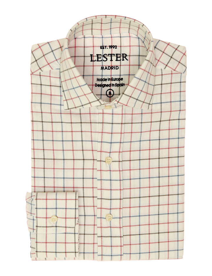 Camisa sport viela cuadro medio Rosa/azul